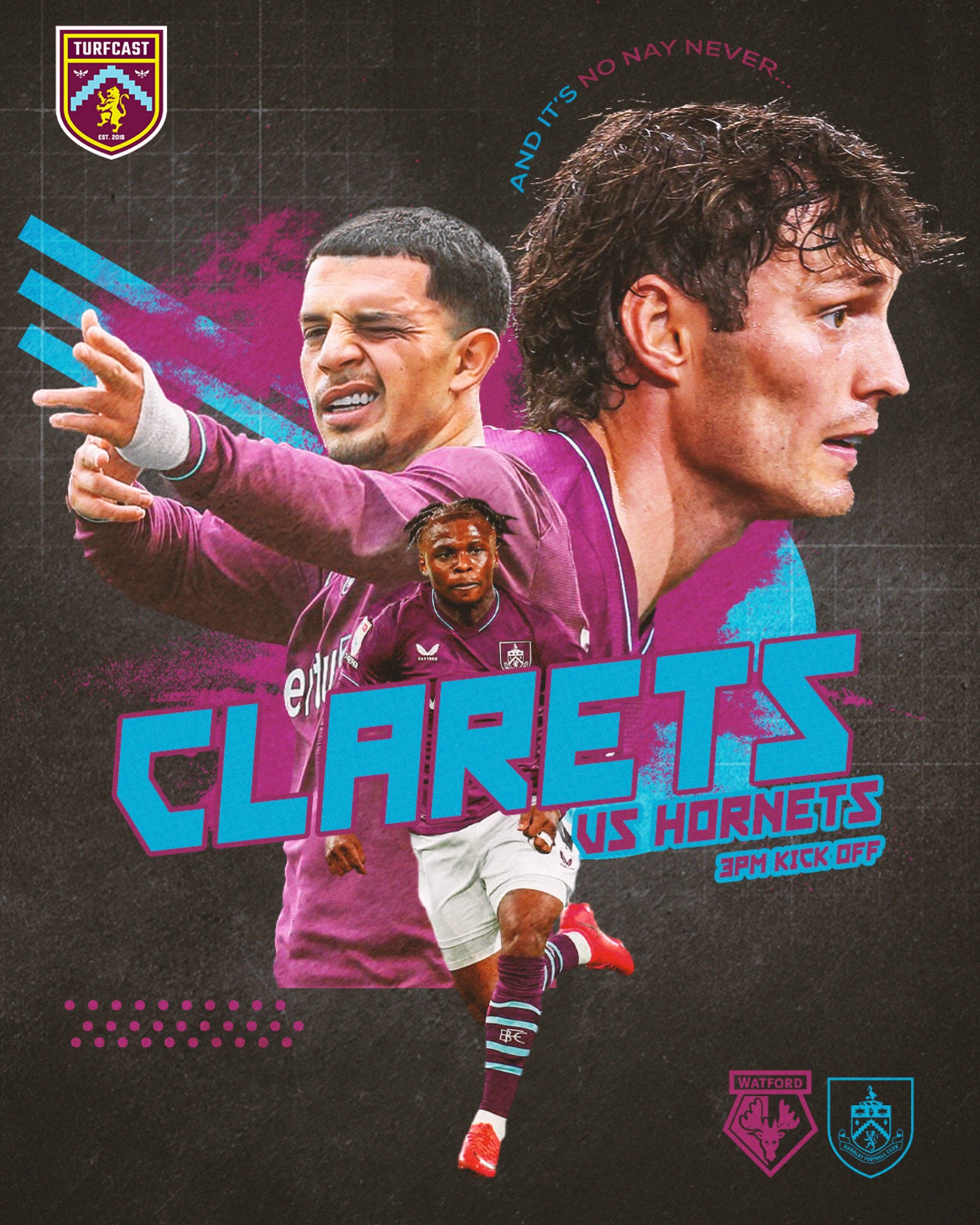 TurfCast Burnley versus Watford graphic
