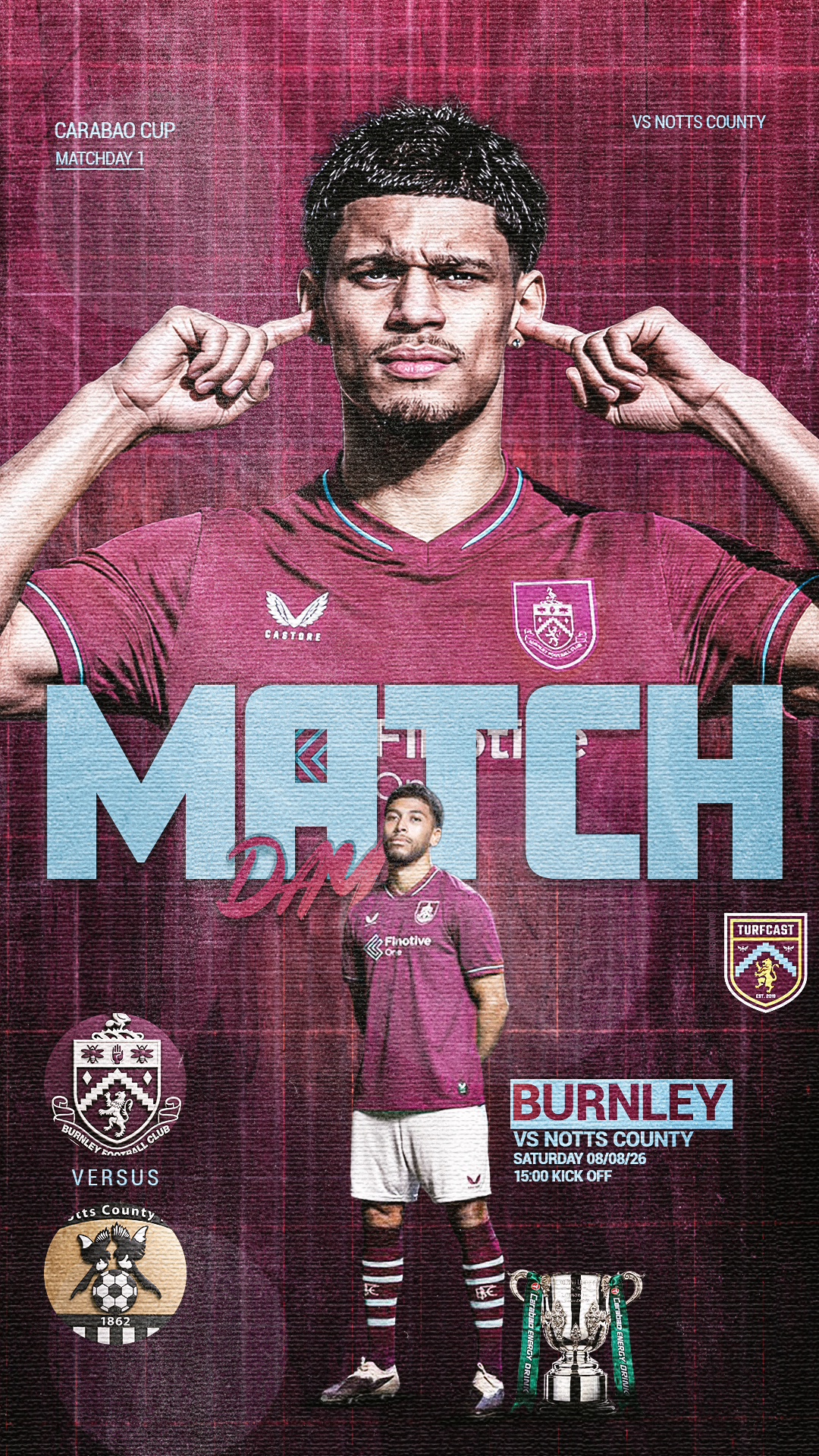 Burnley versus Notts County creative for TurfCast Podcast