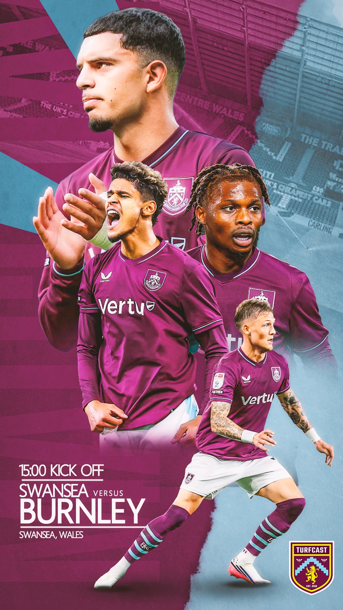 Swansea versus Burnley creative for TurfCast Podcast